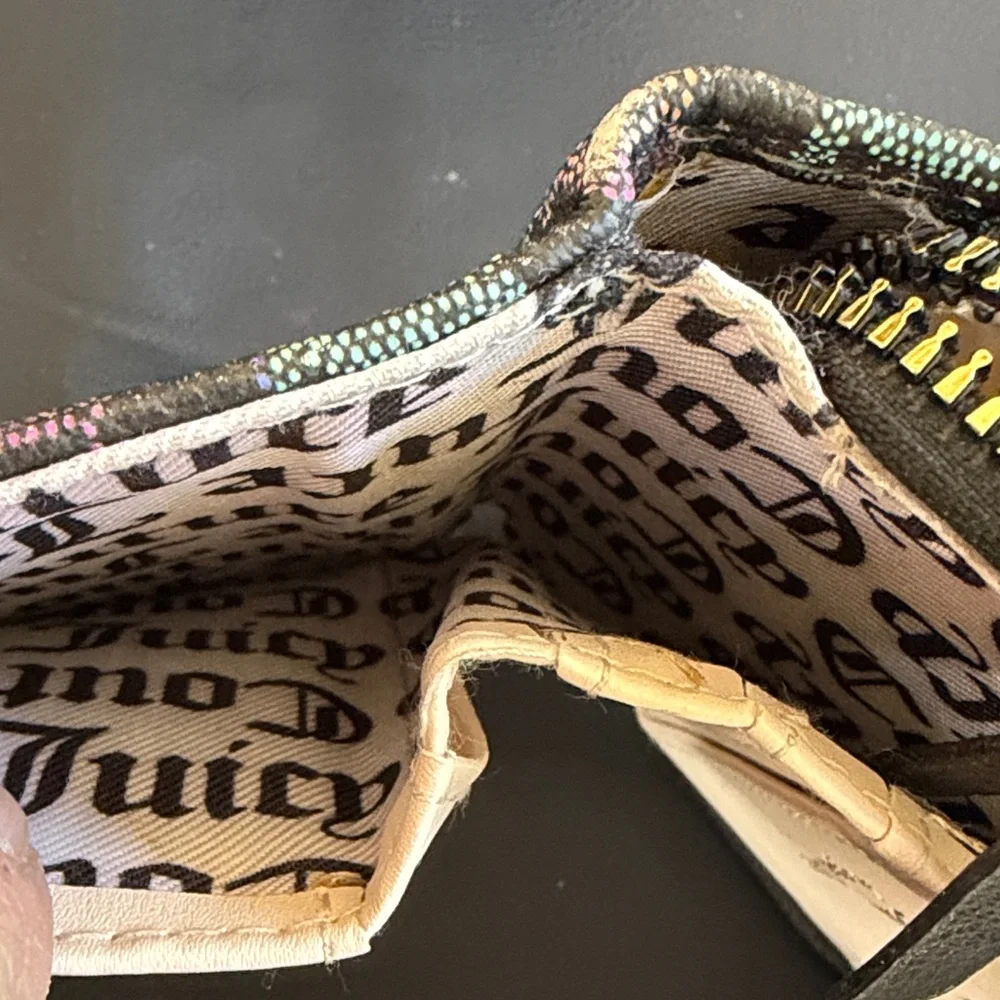 Juicy Couture Y2K Rainbow Logo Zip Around Wallet Coin Purse Black